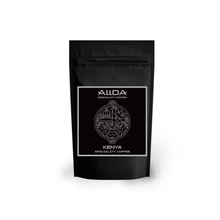 Кафе на зърна ALLDA Speciality Coffee Kenya, 100 % арабика, с приятна киселинност, нотки на портокалова кора и захаросани плодове, с послевкус на ванилия, 200 гр