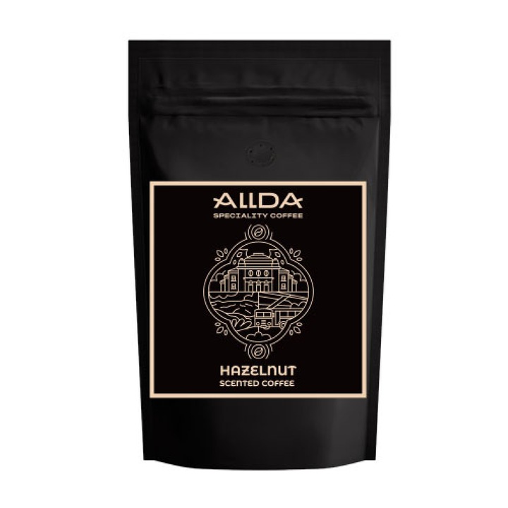 Кафе на зърна ALLDA Speciality Coffee, Hazelnut, 100 % арабика, с вкус на лешник, 500 гр