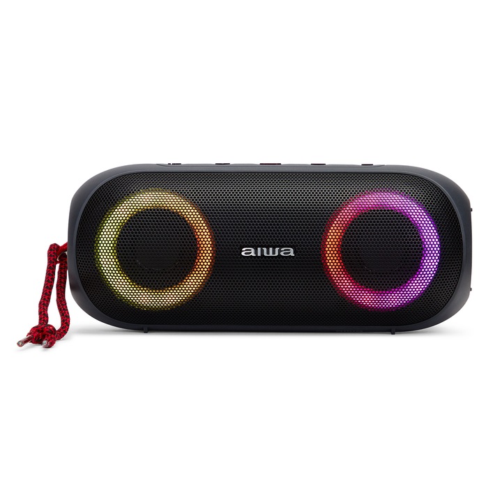 Преносим стерео високоговорител Aiwa BST-650, Bluetooth, True Wireless, RGB LED светлини, Handsfree, IPX6, 20W