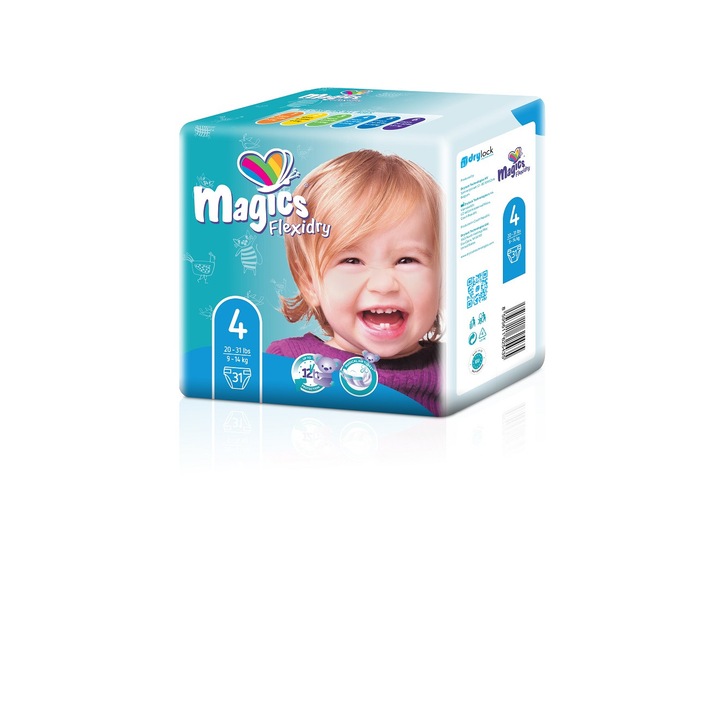 Set Scutece Magics Flexidry Marime 4 Maxi, 9-14kg, 6x31 bucati