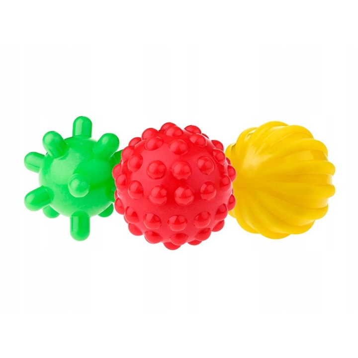 3 db szenzoros golyós készlet, Tullo, 0+ hónapos, 6/6,5/7,5 cm, Többszínű