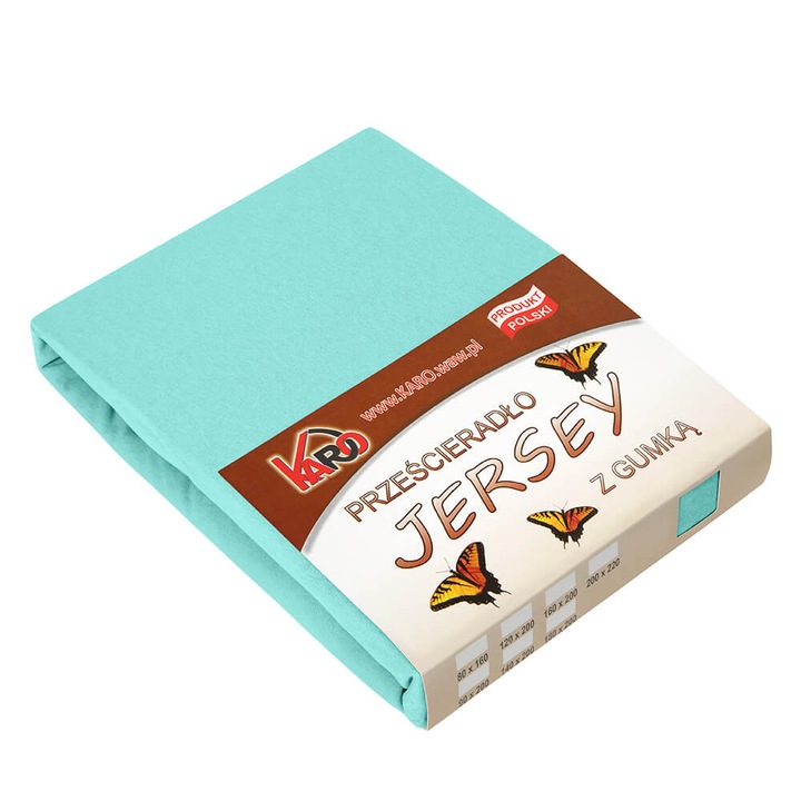 Cearceaf cu banda elastica Karo, Jerseu, 140x200cm, 150g/m2, Verde mint