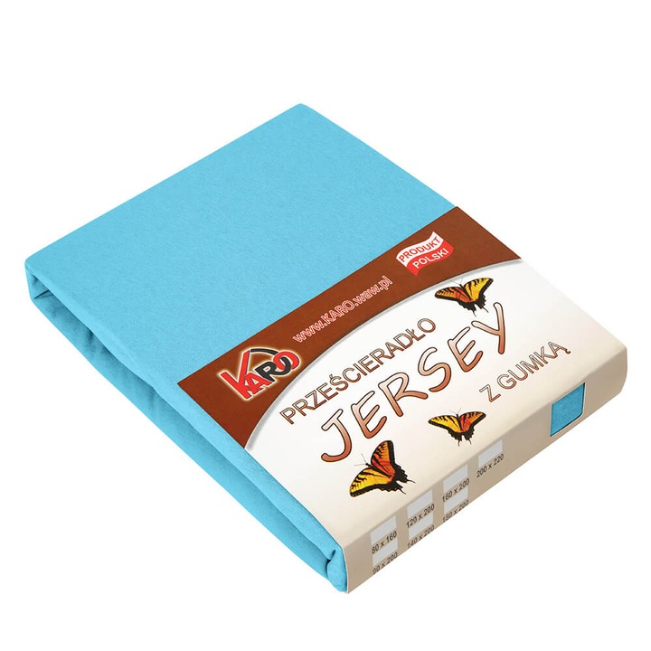 Cearceaf cu banda elastica Karo, Jerseu, 150g/m2, 80x160cm, Turcoaz