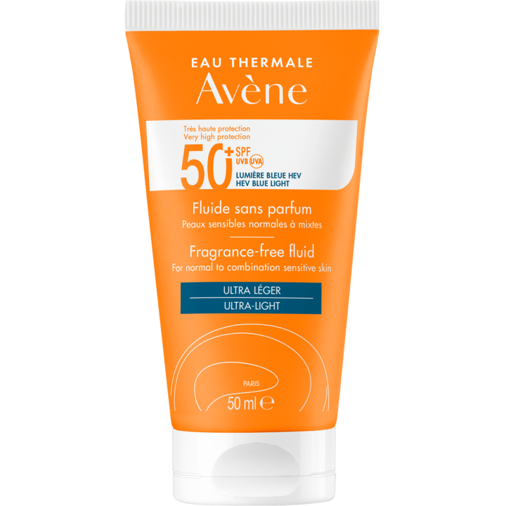Слънцезащитен флуид Avene SPF 50+ TRIASORB, За нормална и смесена кож, Без парфюм, 50 мл