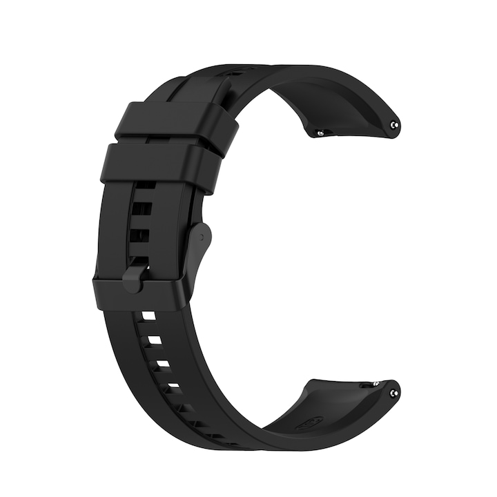 OEM Szilikon szíj, kompatibilis a Huawei Watch GT 2, GT 2E, GT 3 és GT 3 Pro készülékekkel, kijelző átmérő 46 mm, szíj szélessége 22 mm, fekete csat, fekete