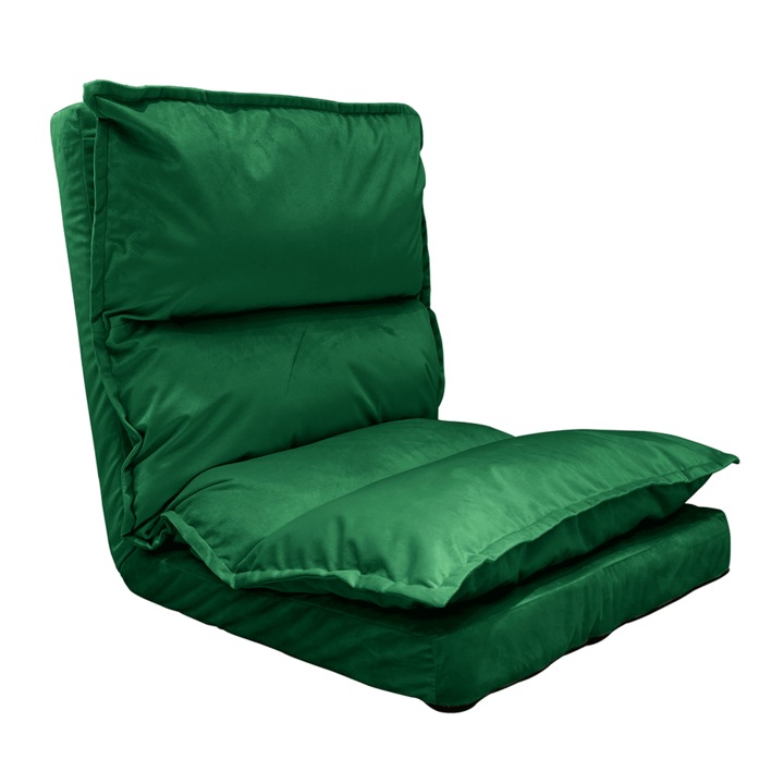 Сгъваем фотьойл на пода, плат Ulima, зелено кадифе, 59x120x16 см