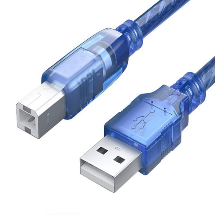 Cablu de imprimanta FAC, USB 2.0 - USB A, 3 m, Albastru