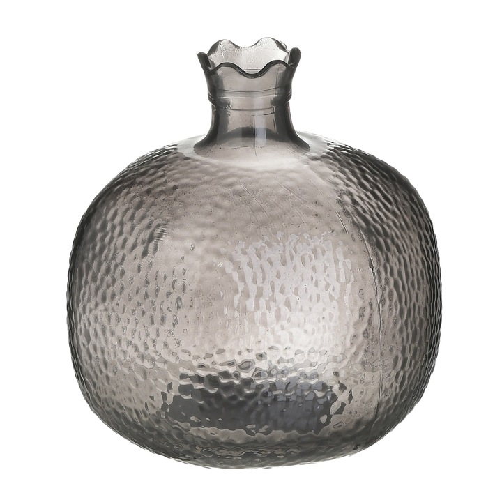 Vaza de sticla tip rodie, gri, 10x11 cm