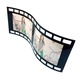 Rama foto din sticla in forma de rola de film cu spatii pentru doua poze, 35x15cm