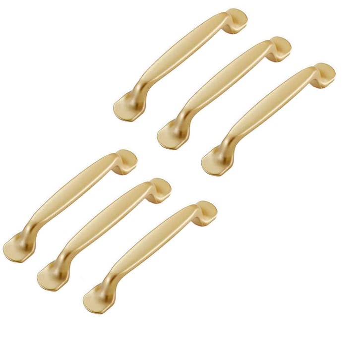 Set 6 manere pentru bucatarie, Magelasi, Zinc, 128mm, 163x20x23 mm, Auriu