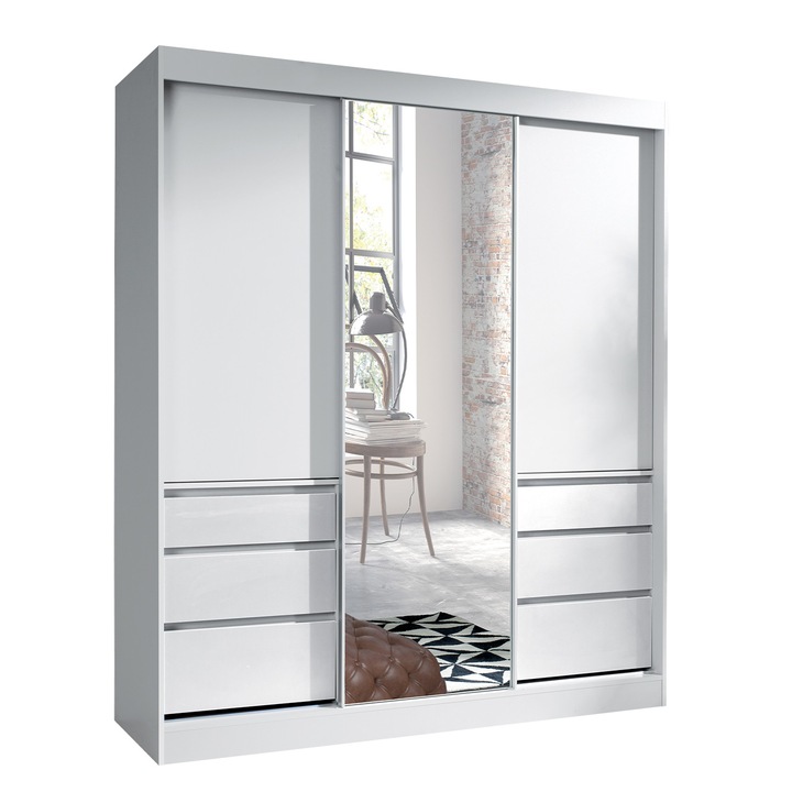 Dulap Etotti 180, MIRJAN24, alb, 180x65x216 cm