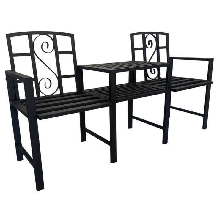 Градинска маса и 2 стола Vivatechnix VMD-1045, метал, 152x50x83 см