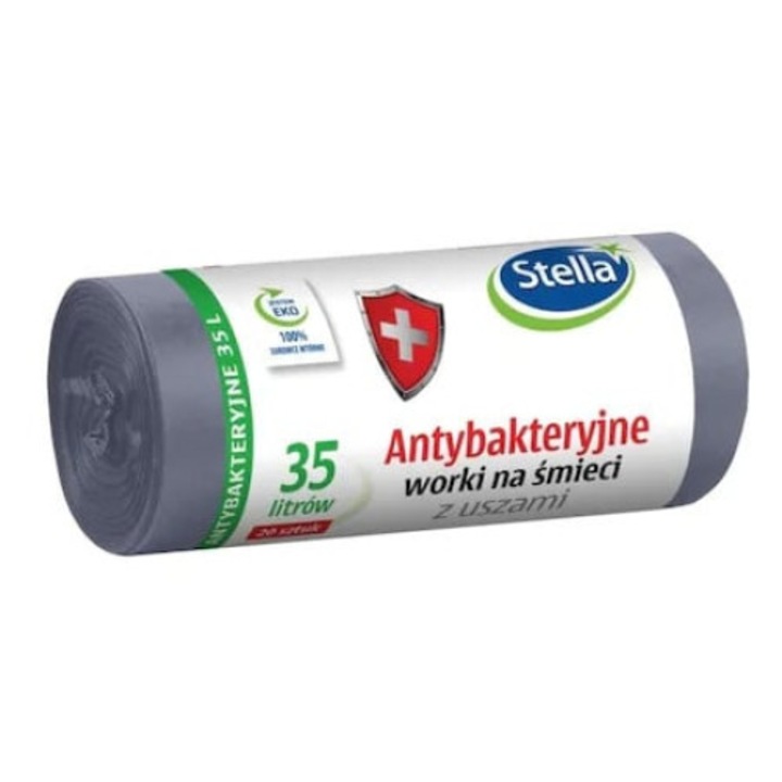 Торби за смет Stella Antibacterial Utility Bags, сиви, 35 л 20 бр.