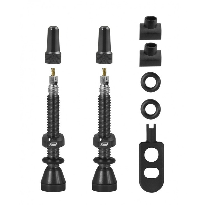 Set 2 valve Tubeless Force 2xFv 44mm, Negre