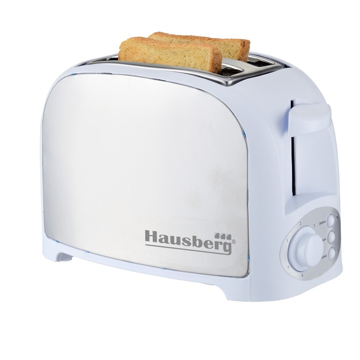 Hausberg 2 szeletes kenyérpirító, HB-190, 750W, fehér