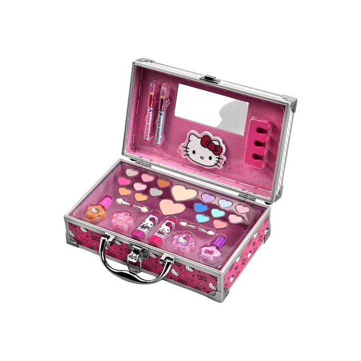 Hello Kitty fém doboz, köröm és smink kiegészítőkkel, lányoknak