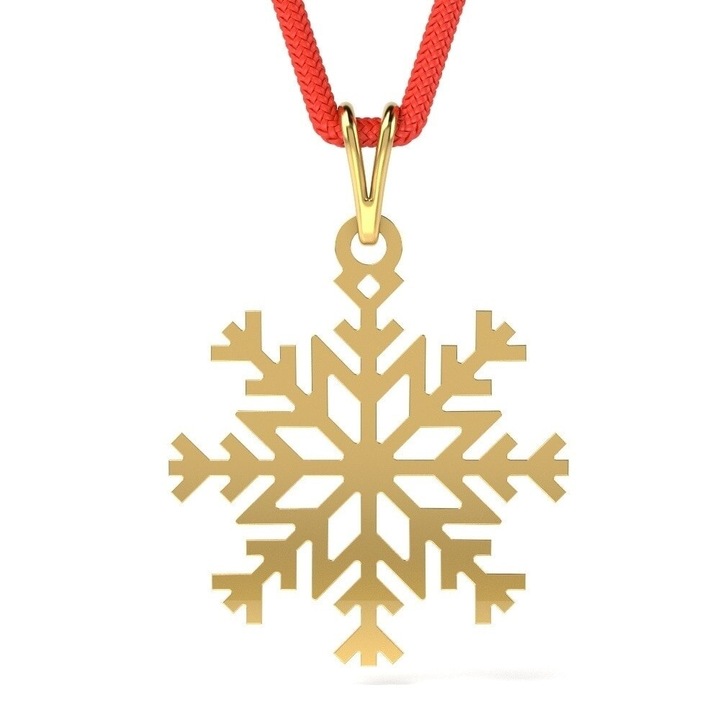 Висулка, Снежинка, С връв, Жълто злато