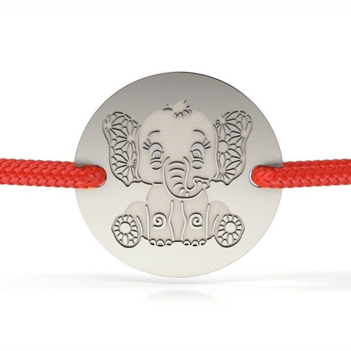 Ezüst karkötő csipke elefánt érme mintával