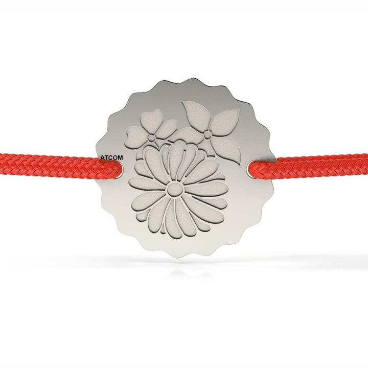 Bratara din aur alb cu snur model Buchet de Flori