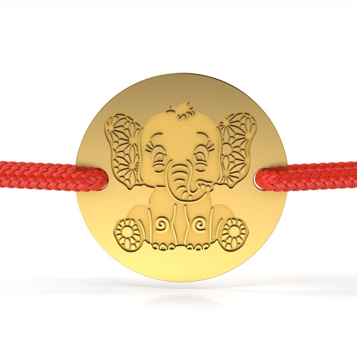 Bratara din aur galben cu snur model Banut Elefant Dantelat