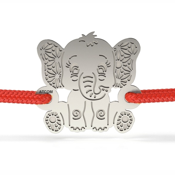 Гривна ATCOM, Слонче, Сребро/Шнур