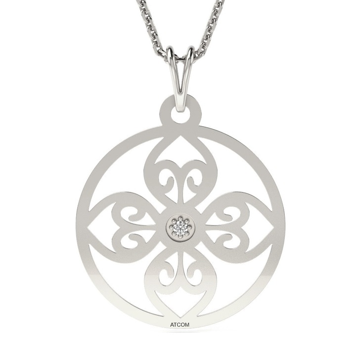 Верижка с висулка от бяло злато модел 64