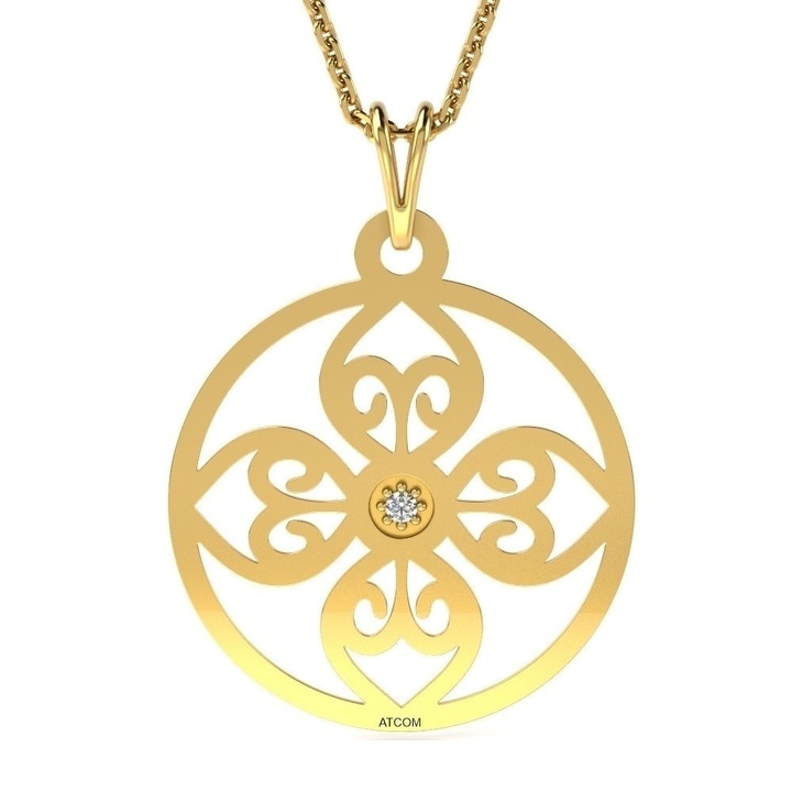 Верижка с висулка в цвят жълто злато модел 64