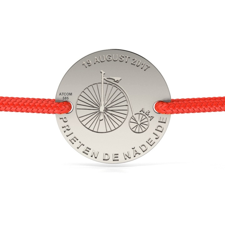 Fehérarany karkötő zsinórral, Friend of Hope modellel