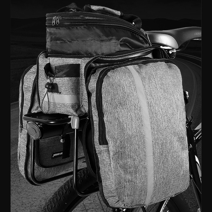 Dollcini, kerékpártáska, Kerékpáros táska, biciklis túratáska csomagtartóra, hátsó ülésre, vízálló, 100005, Fekete