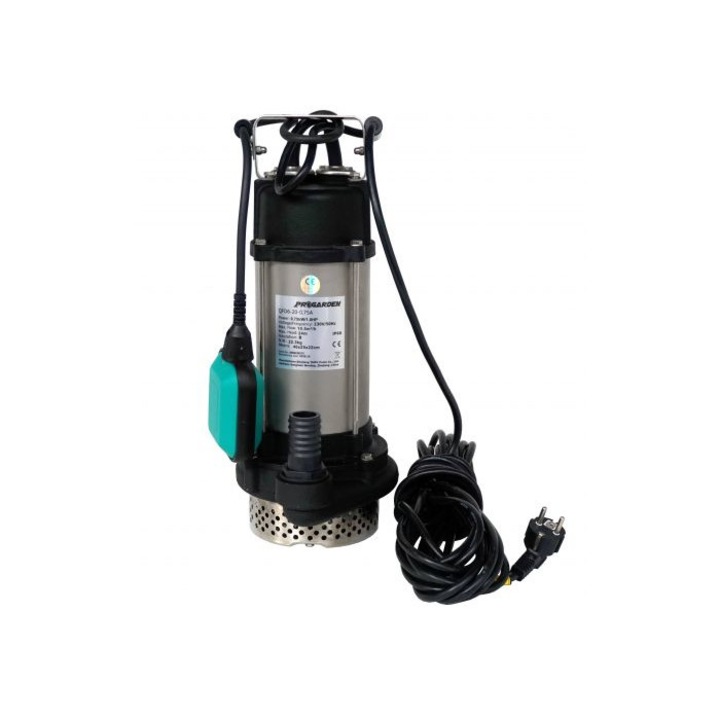 Pompa submersibila ProGARDEN QFD6-20-0.75A, racord 1.25 inch, putere 750 W, apa murdara, debit maxim 175 L/min, inaltime maxima de refulare 20 m