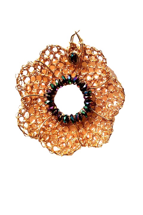 Pandantiv curcubeu, Hematit, sarma de Gilt, Auriu, 5 cm