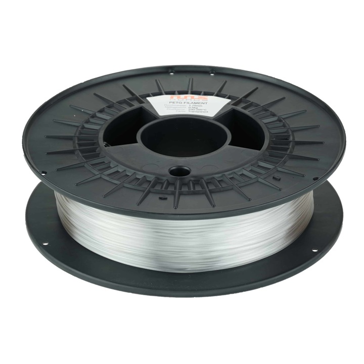 Filament PETG pentru imprimanta 3D, NuNus, 105480, 0.5 Kg, 1.75 mm, Transparent