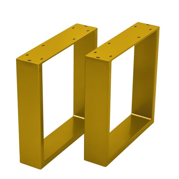 Комплект от 2 крака за маса в скандинавски стил, широк профил, електростатично боядисване, първокласни покрития, балюстрадаTM, златист метал, H35x34x8 cm