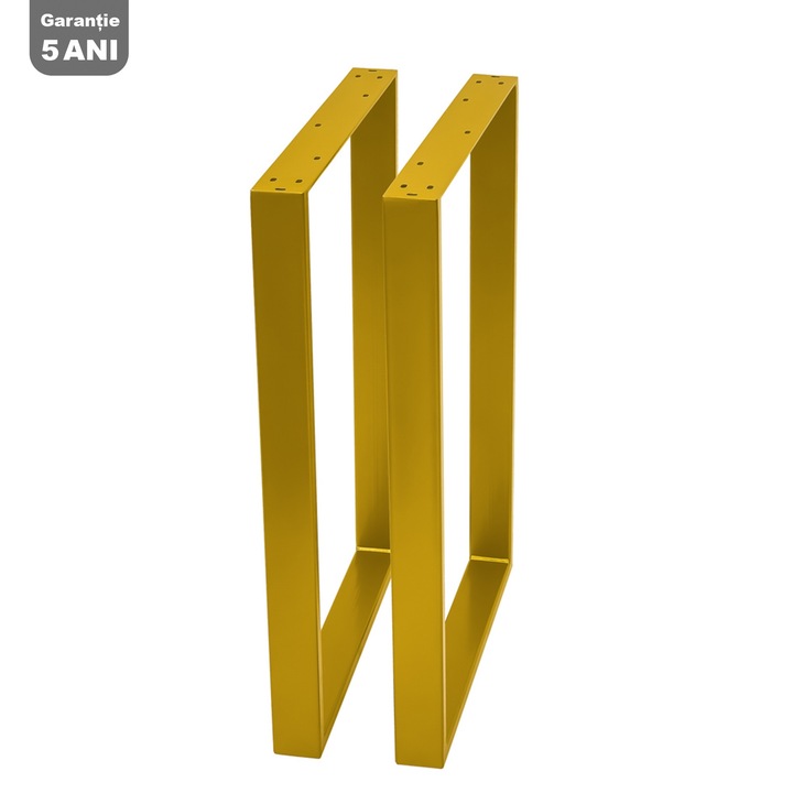 Set 2 picioare masa stil scandinav, Profil Lat, Vopsire in camp electrostatic, FInisaje Premium, BalustradeTM, Metal Auriu 72x50x6 cm