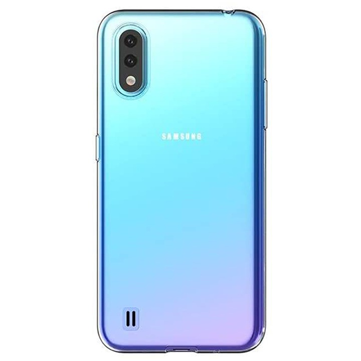 Aziao твърд TPU 2 mm силиконов калъф за Samsung Galaxy A01, твърд гъвкав TPU, технология за оптимална защита, прозрачен