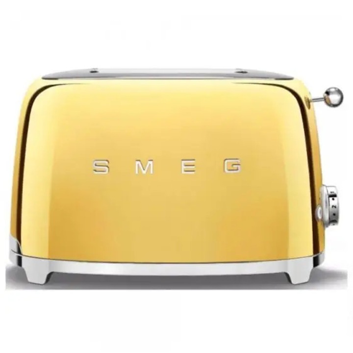 Prajitor de paine SMEG, 950 W, 2 felii, 6 trepte de rumenire, auriu