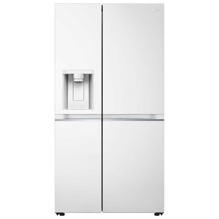 Side by Side, LG, GSLV71SWTM, 635 l, Total No Frost, DoorCooling, ThinQ™, Dozator de apa, Clasa energetica F, H 179 cm, Alb
