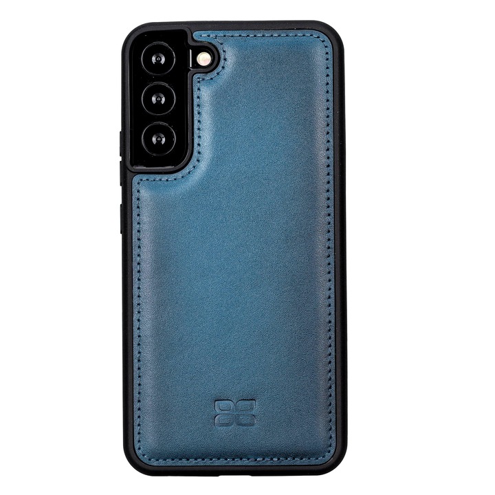 Калъф за Samsung Galaxy S22 Plus, Bouletta Flex Cover, тънка естествена кожа, мека TPU рамка, заден капак, Burnished blue