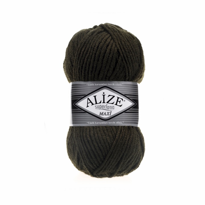 Fir Textil Alize Superlana Maxi 241, pentru crosetat si tricotat, acril, kaki, 100 m