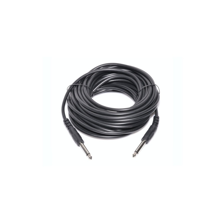 Аудио кабел жак 6,3 мм мъжки към жак 6,3 мм мъжки, черен