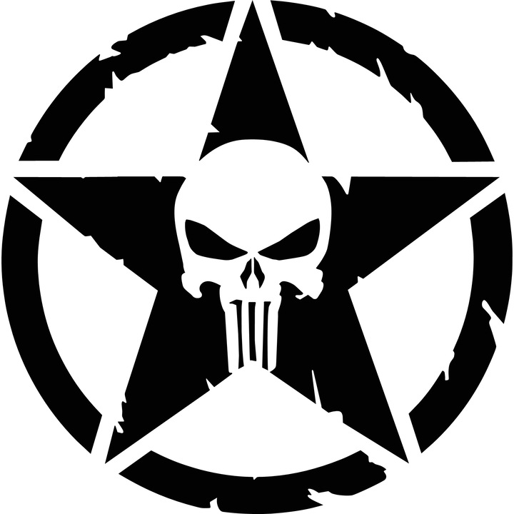 Sticker auto "Skull trail off road'', 15x15cm, Negru