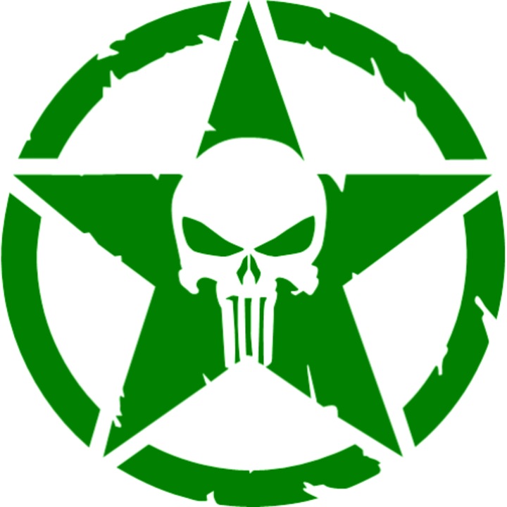 Sticker auto "Skull trail off road'', 15x15cm, Verde