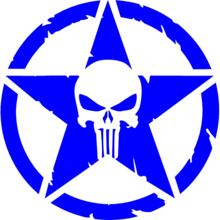 Sticker auto "Skull trail off road'', 15x15cm, Albastru