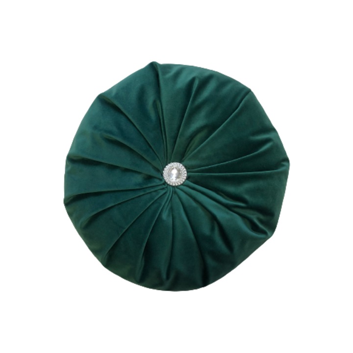Perna Decorativa, Rotunda, Elegant, Catifea Lux, Verde, 38cm