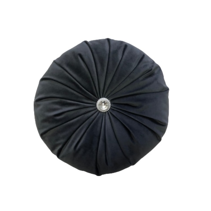 Perna Decorativa, Rotunda, Elegant, Catifea Lux, Antracit, 38cm