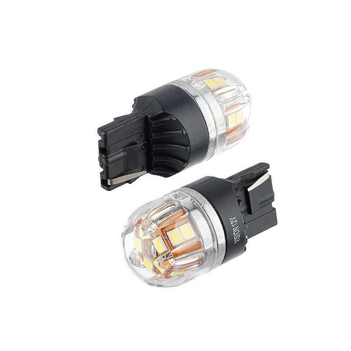 Set 2 becuri semnalizare T20, 15 LED-uri SMD 2835 12-24V W21W CANBUS 58926 Vision