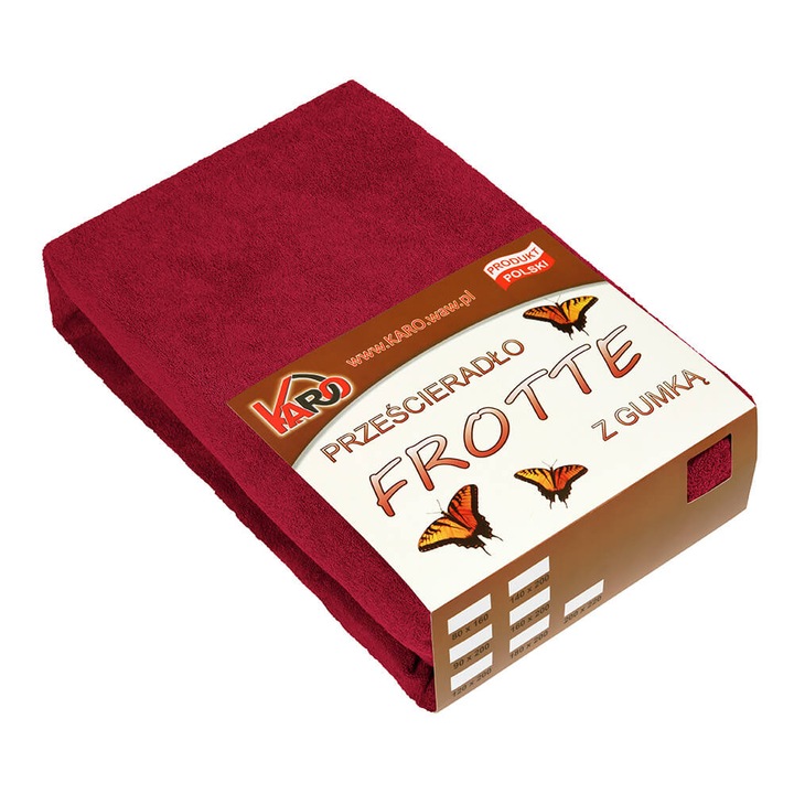 Cearceaf cu banda elastica Karo, Frotir, 220x240cm, Burgundy