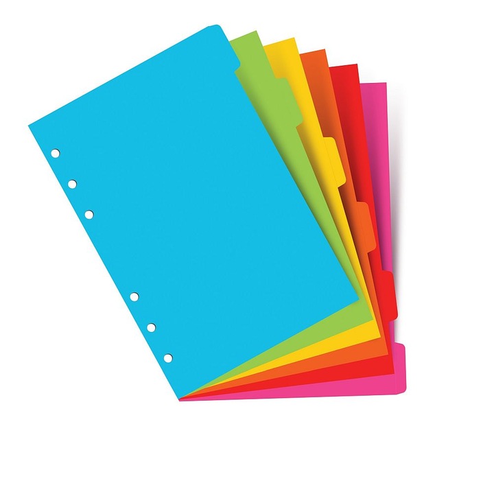 Set indecsi 6 tabs FILOFAX Bright asortat, A5 compatibili Clipbook si Organizatoare