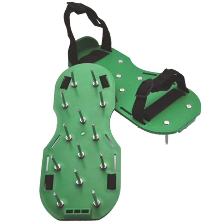 Sandale pentru aerat gazon, Metal/Plastic, 30 cm, Verde