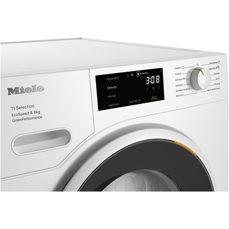 Uscator de rufe Miele TSF 763 WP, Pompa de caldura, 8 kg, Clasa A+++, EcoSpeed, EcoDry, FragranceDos, Direct Sensor, Alb